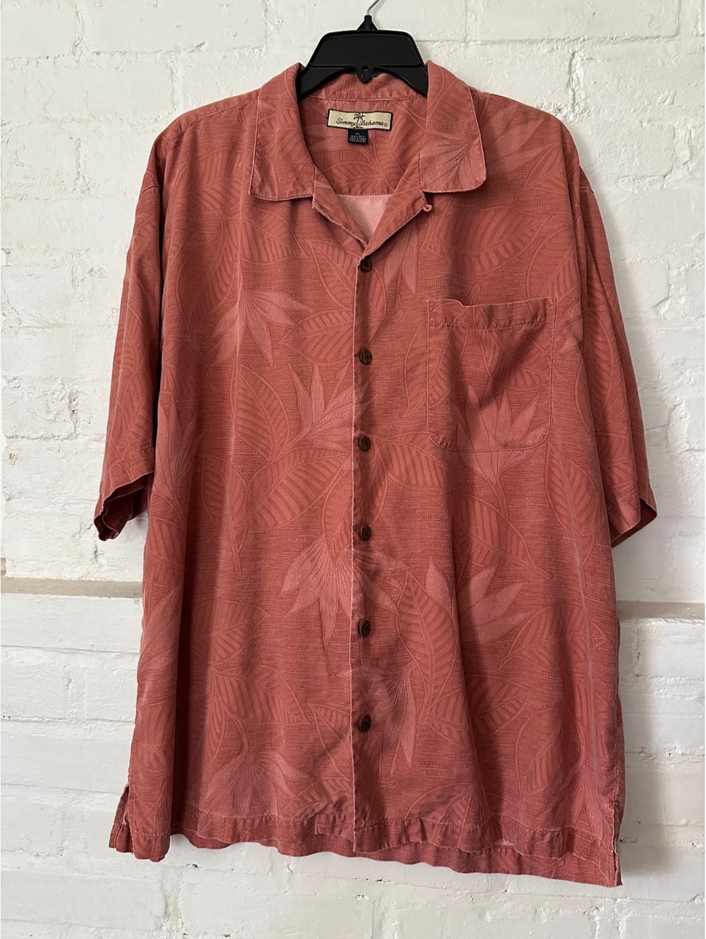 Tommy Bahama Relax Tropical Jacquard Short Sleeve Button Front Silk Shirt XXL